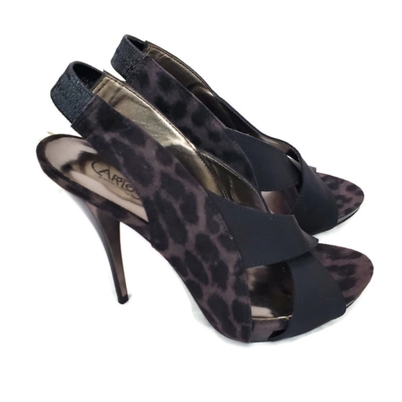 Carlos by Carlos Santana Legacy 2 Leopard Leather Slingback Heels Size 6.5 NWT - Picture 4 of 9